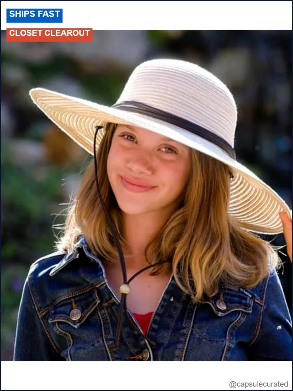 Women's Wide Brim Braided Sun Hat UPF 50+ with Wind Lanyard
